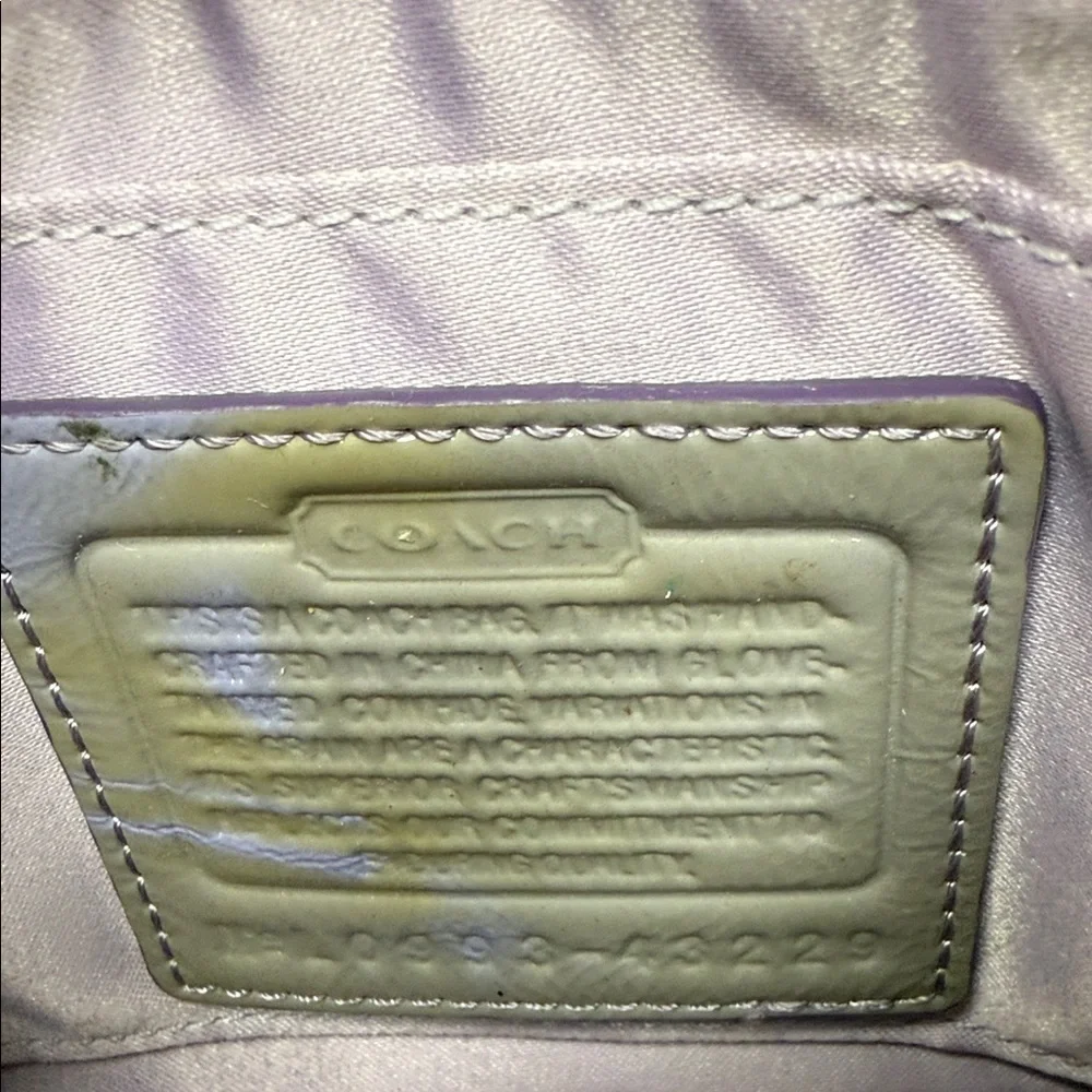 Coach Taupe Quilted Patent Wristlet Clutch